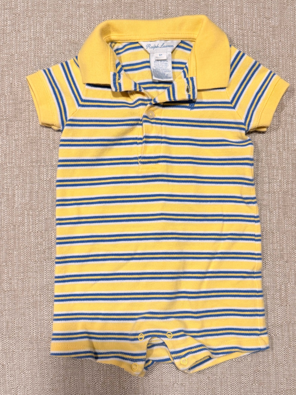 Ralph Lauren Yellow & Blue Striped Polo Romper